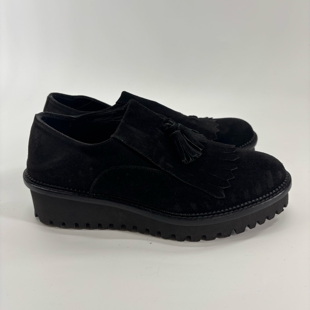 Cordani Italian black suede loafers with chunky heel and tassels size 39 - Picture 3 of 10